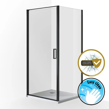 Wellis Quadrum Black egy nyílóajtós szögl. kabin, Easy Cleannel, üvegtörés garanciával