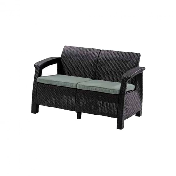 Corfu love seat, grafit színben, világos szürke párnával