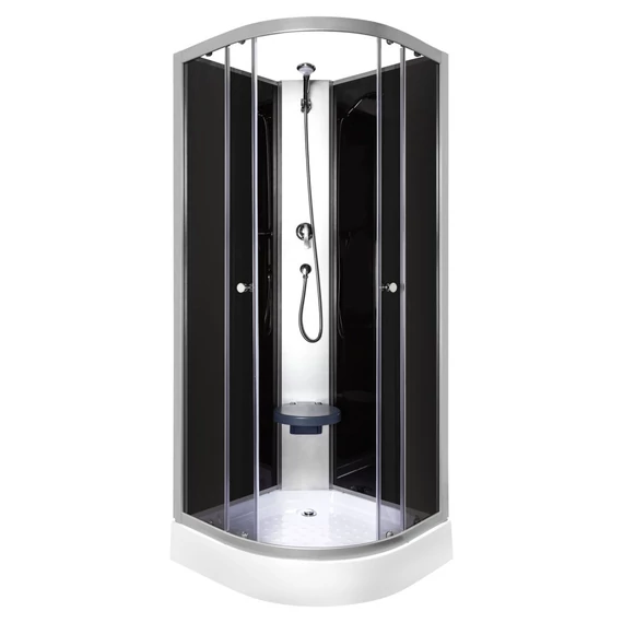 Evora Black 90 hátfalas zuhanykabin zuhanytálcával, 90x90x205 cm