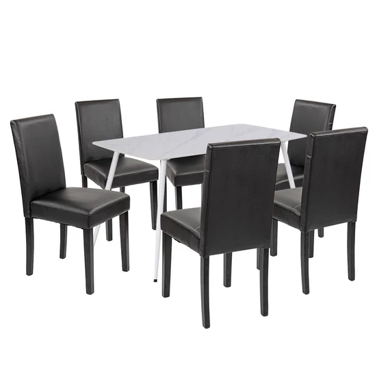 Megan 6+1 étkező garnitúra fehér-fekete