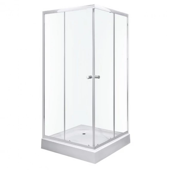 Olga SQ szögletes zuhanykabin tálcával 91x91x196cm - króm profil, víztiszta üveg