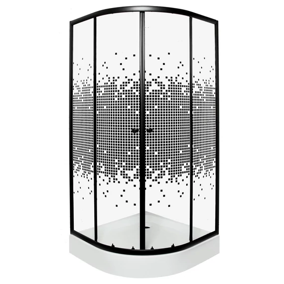 Pixel Black 80 íves zuhanykabin zuhanytálcával