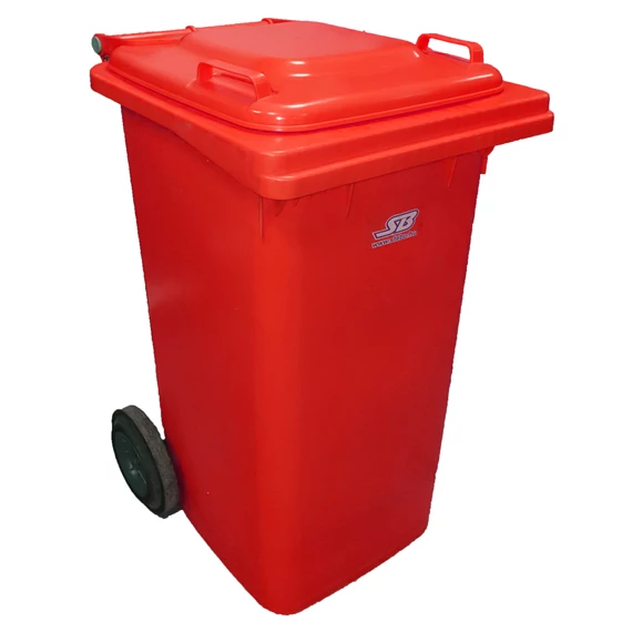 Szeméttároló 120L piros kerekes