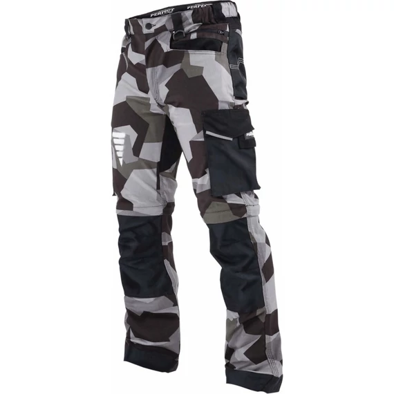 Munkavédelmi derekas nadrág, levehető szárral, szürke terepmintás, 3XL, MORO X, STALCO PERF.POWERMAX