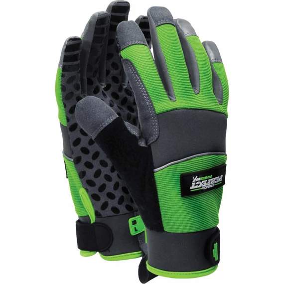 Szintetikus kesztyű, méret:11, poliészter/elasztán, HI-VIS GRIPPER, STALCO PERFECT