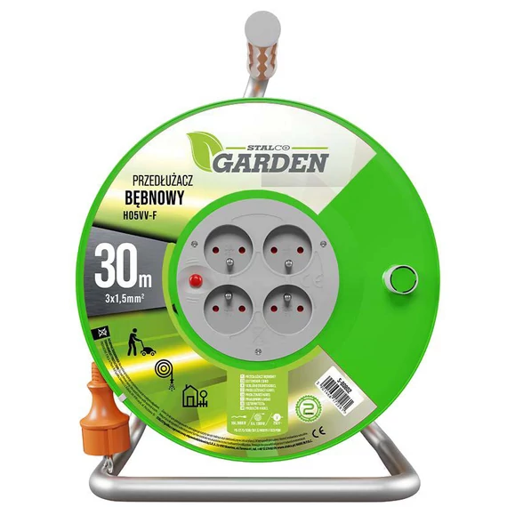 Kábeldob, 4x2p+Z, 10A, 2300W, 3x1mm H05VV-F, STANDARD LINE, STALCO GARDEN