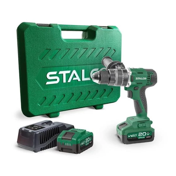 Akkus ütvefúró + 2x 4Ah akku + töltő, IDS20-75BL, S-VOLT, STALCO