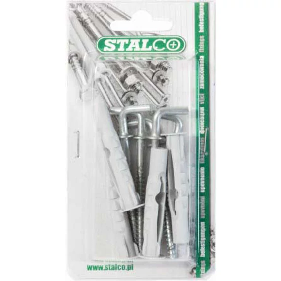 Univerzális tipli egyenes kampóval Sze fúrás: D=6mm, horog: D=3,5x48mm, 8 db STALCO