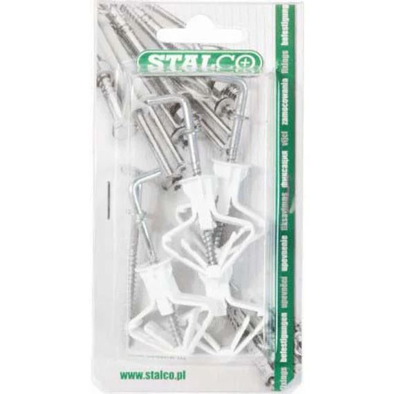 Szárnyas gipszkarton dübel egyenes kampóval Sze fúrás: D=10mm, horog: D=3,5x62mm, 4 db STALCO