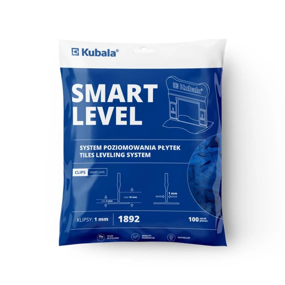SMART LEVEL fugázó klipsz, 1,0 mm, 100 db/csomag, KUBALA