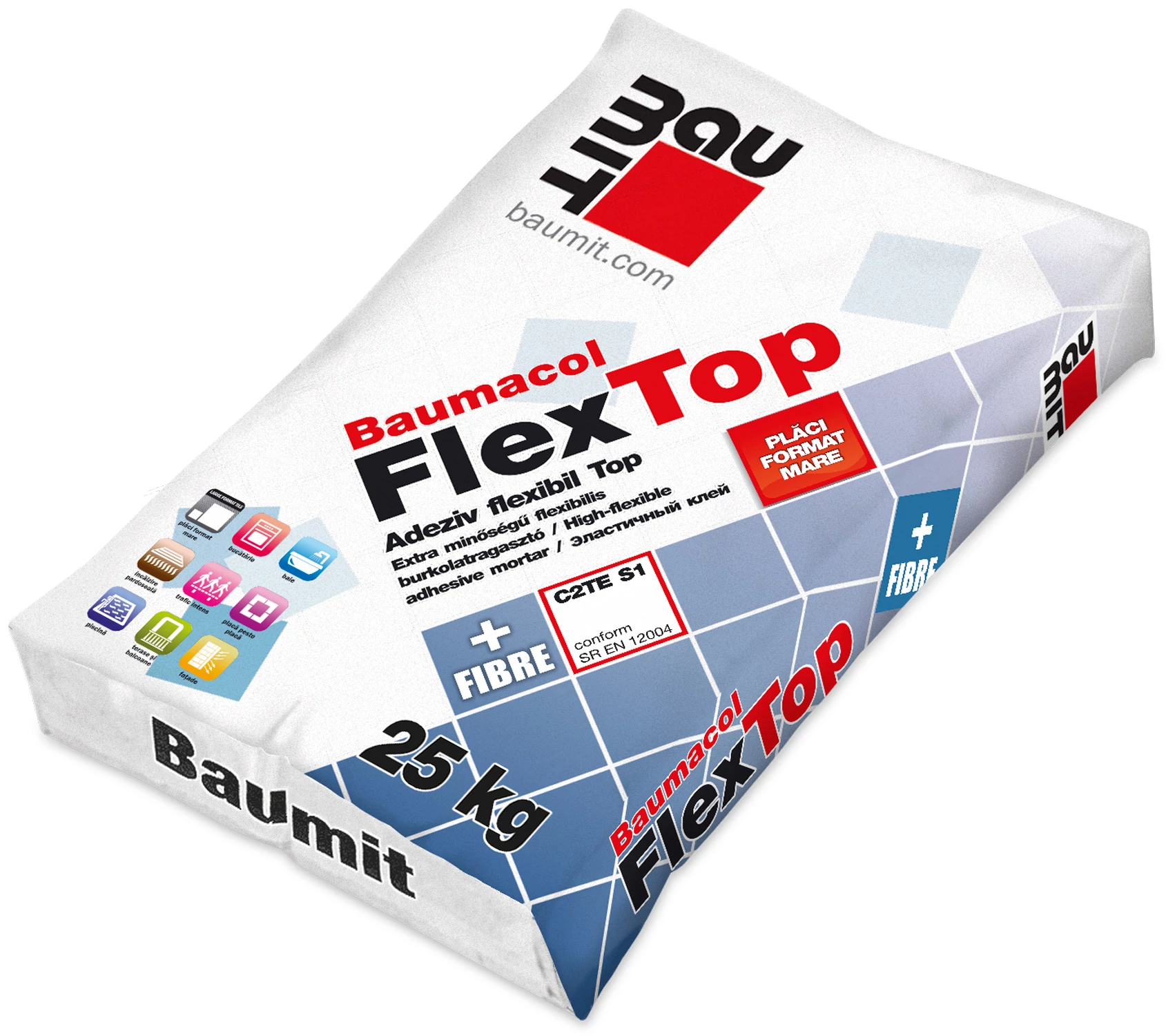 Baumit Baumacol FlexTop+Fibre burkolatragasztó - 25 kg