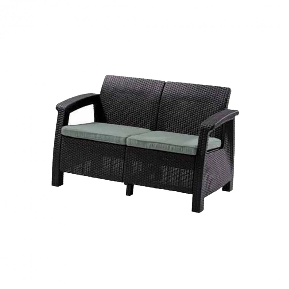 Corfu love seat, grafit színben, világos szürke párnával