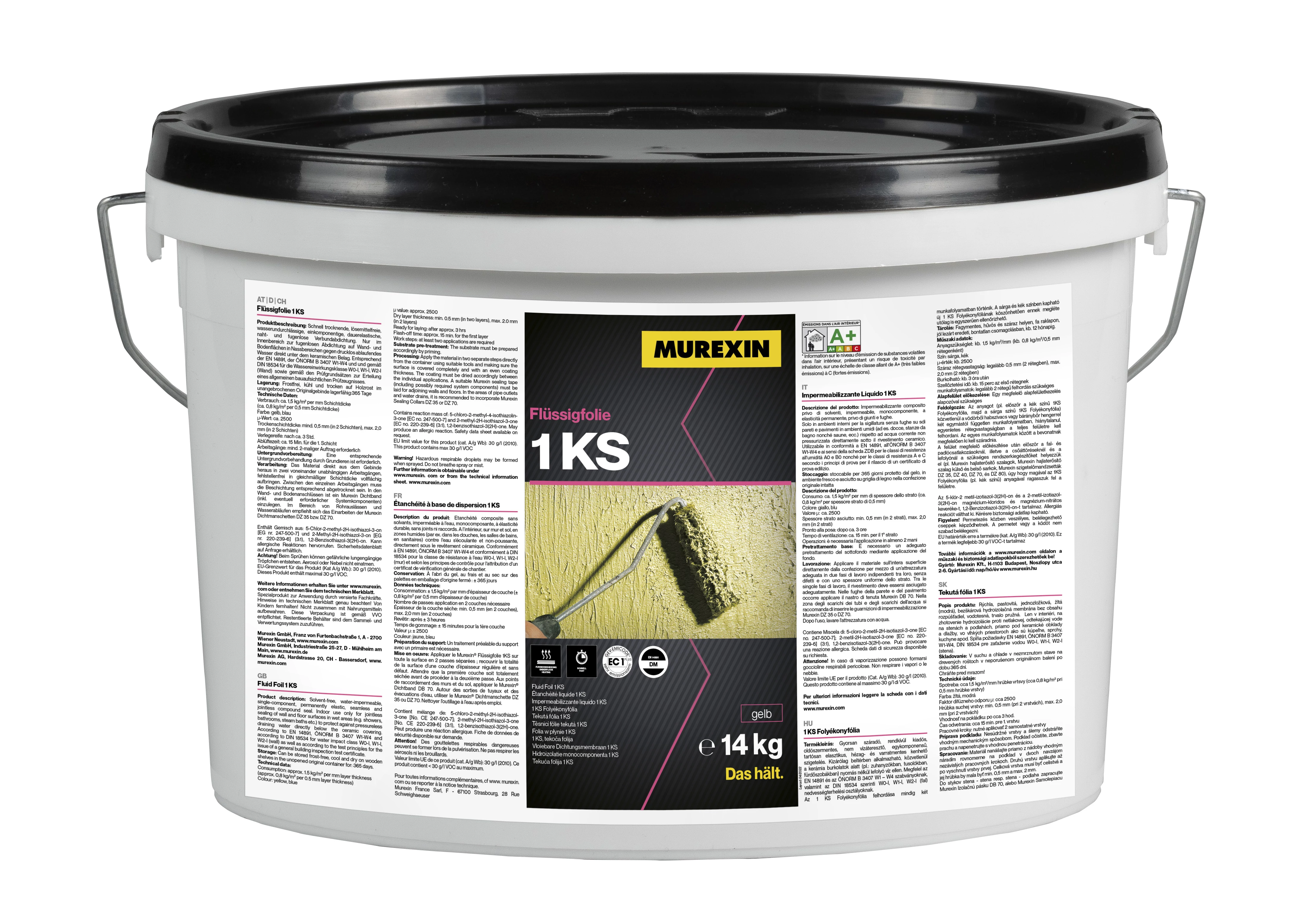 MUREXIN 1 KS Folyékonyfólia Sárga, 14 kg