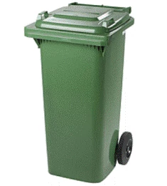 Szeméttároló 120L zöld kerekes