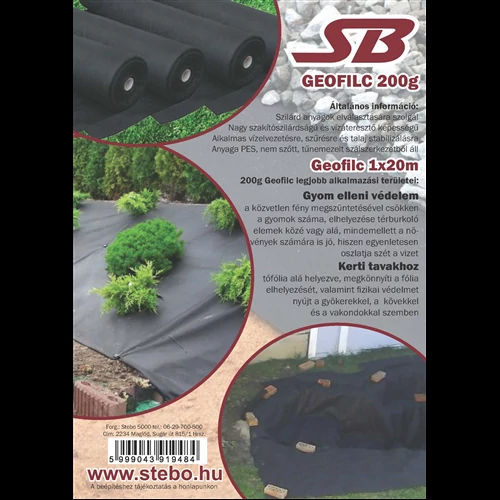 Geotextil/geofilc 200 g/m2 1m x 20m fehér (20m2)